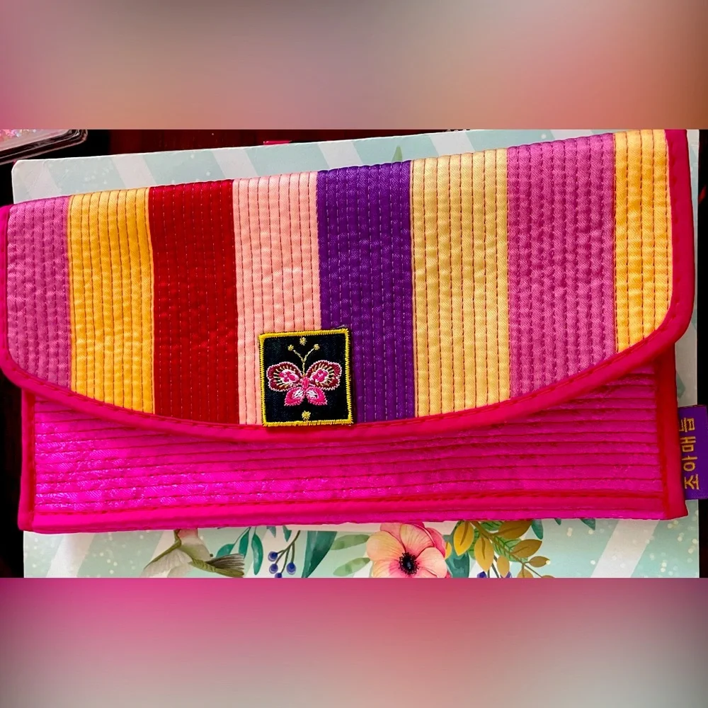 South Korea Striped Clutch. Never been used
